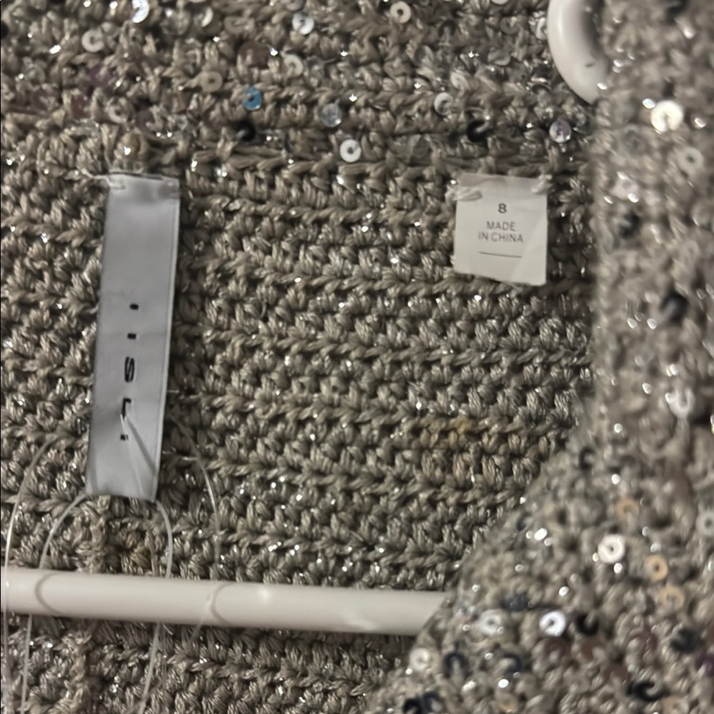 Silver Sequin Blazer with Zipper Closure - Picture 3 of 6